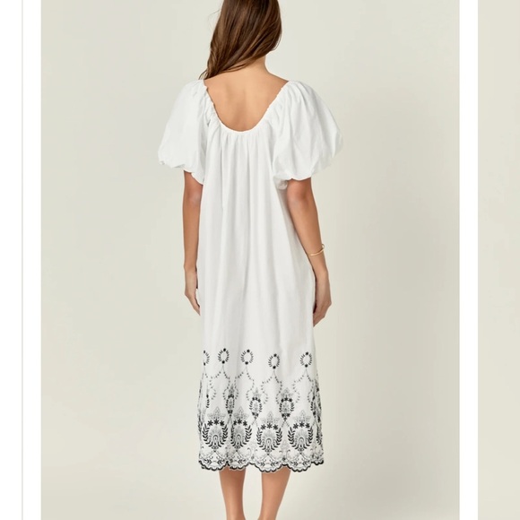 ⭐️NWT English Factory Embroidered Puffed Sleeve Midi Dress⭐️ - Picture 3 of 7